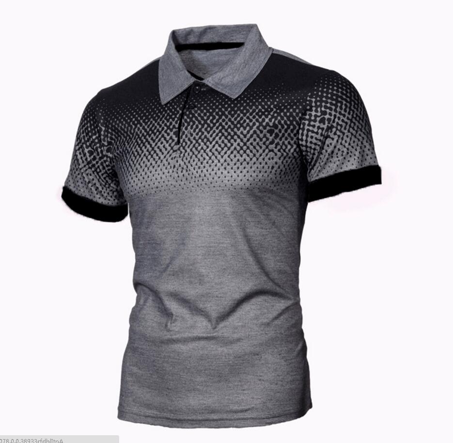 Men Short Sleeve Camisa Masculina Hombre Jerseys Blouse Plus Size Polo Shirt Dary Gray