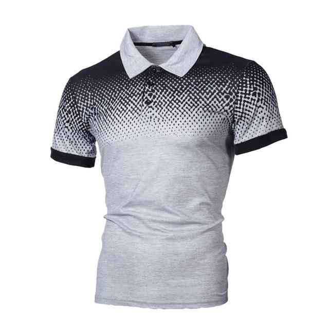 Men Short Sleeve Camisa Masculina Hombre Jerseys Blouse Plus Size Polo Shirt Light Gray